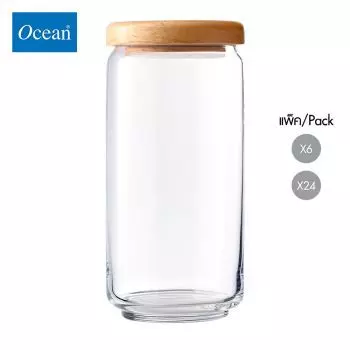 ขวดโหล Storage jar POP JAR1000 ml (Wooden Lid) จากโอเชียนกลาส Ocean glass ขวดโหลดีไซน์สวย