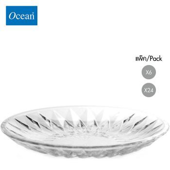 จานแก้ว Glass plate DIAMOND PLATE 9" จากโอเชียนกลาส Ocean glass จานแก้วดีไซน์สวย