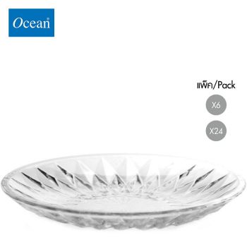 จานแก้ว Glass plate DIAMOND PLATE 9" จากโอเชียนกลาส Ocean glass จานแก้วดีไซน์สวย