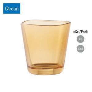 แก้วน้ำ Water glass CENTIQUE DOUBLE ROCK LIGHT AMBER 345 ml จากโอเชียนกลาส Ocean glass แก้วดีไซน์สวย