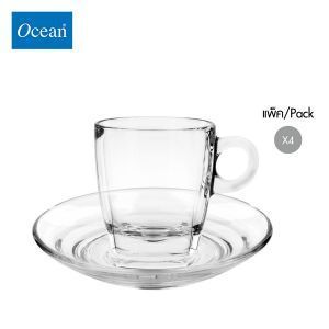 แก้วกาแฟ จานรองแก้ว Glass coffee cup saucer CAFFE CAPPUCCINO 195 ml & CAFFE SAUCER 5 3/4" จากโอเชียนกลาส Ocean glass  แก้วกาแฟดีไซน์สวย